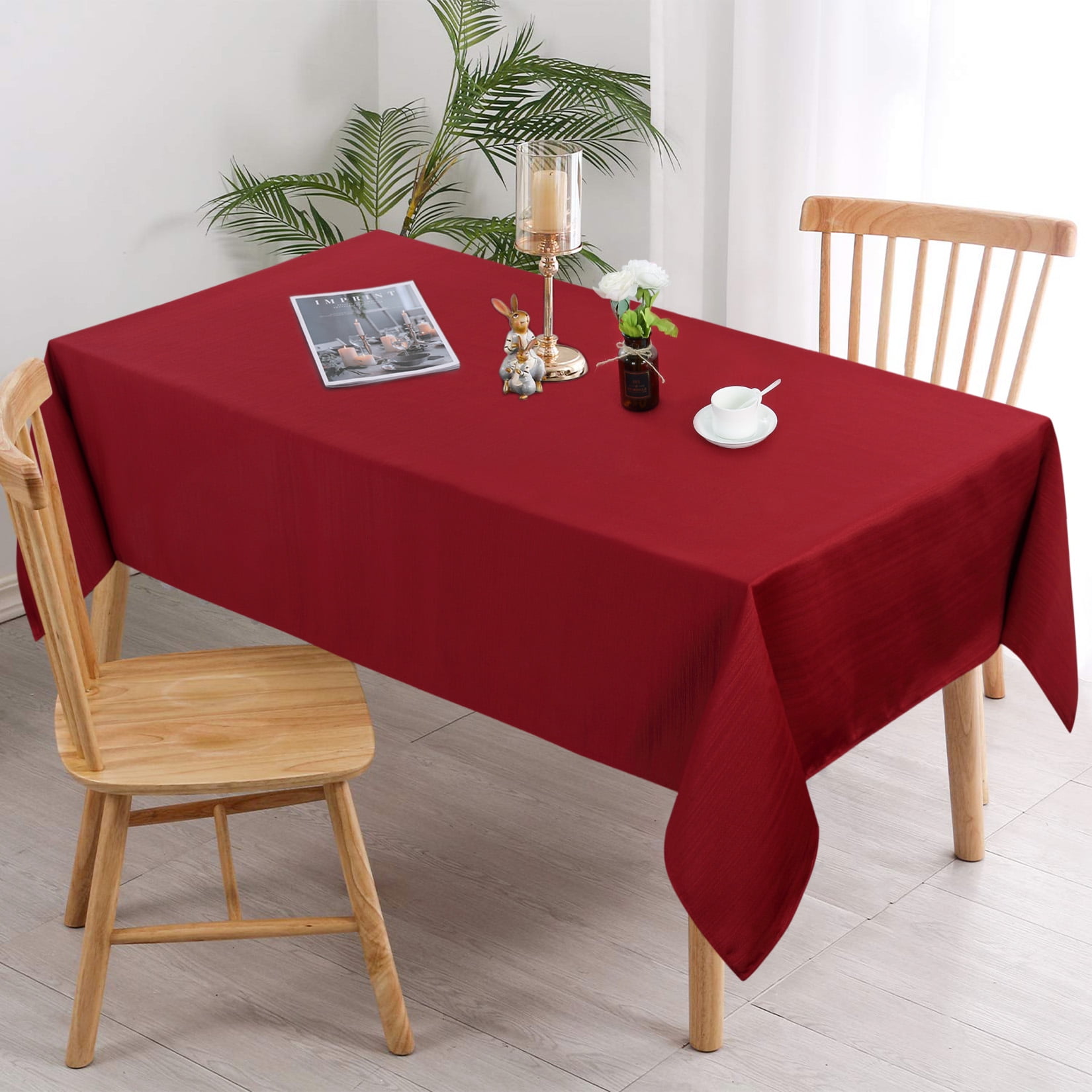 CAROMIO Square Tablecloth Waterproof Fabric Small Table Cloth 52 x 52 Inch Ivory