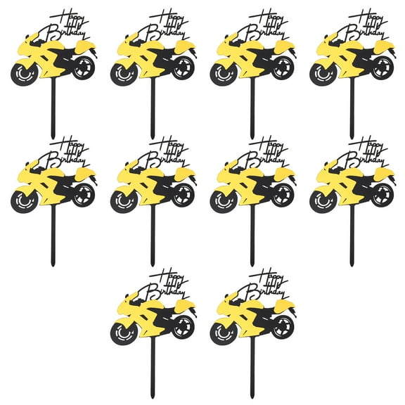 Black Acrylic Vehicle Cake Topper for Party Decoration Reusable and Durable 10pcs