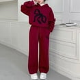 thumbnail image 3 of RTKFRFLM Girls Kids Winter Outfit 2-Piece Red Bow Hoodie Wide Leg Pants Cozy Hooded Sweatshirt Set 5-16Y, 3 of 3