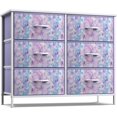 thumbnail image 1 of Songqin Dresser with 6 Drawers Fabric Storage Tower Organizer – Steel Frame, Wood Top, Easy Pull Bins for Bedroom, Closet, Hallway, Office-Purple Tie Dye, 1 of 13