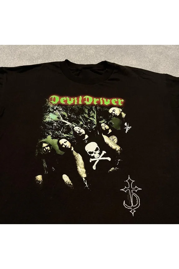RARE Vtg Devildriver Band In Tour Heavy Cotton Black Unisex All Size T Shirt AG754