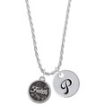 thumbnail image 1 of Delight Jewelry Silvertone Antiqued Round Seal - Faith Silvertone Script Initial Disc - P - Charm Necklace, 20"+3", 1 of 4