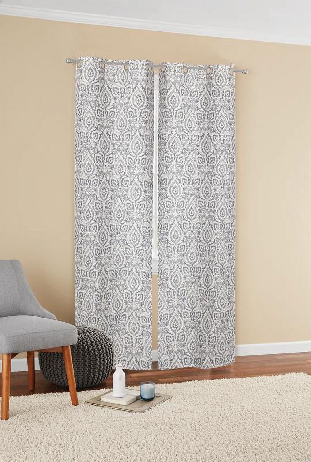 Mainstays Damask Window Curtain Panel Pair, 60" x 84", Gray