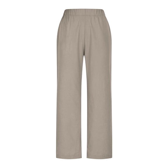 Nkmbld Women's Linen Pants Elastic Waist Summer Beach Vacation Casual Trousers with Pockets