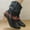 Black, variant on Vintage Boots For Women Casual Suede Lace Up Round Toe Chunky Block Low Heels Ankle Booties Western Cowgirl Cowboy Boots With Side Zip Winter Fall Dress Short Boots For Work Riding Travel
