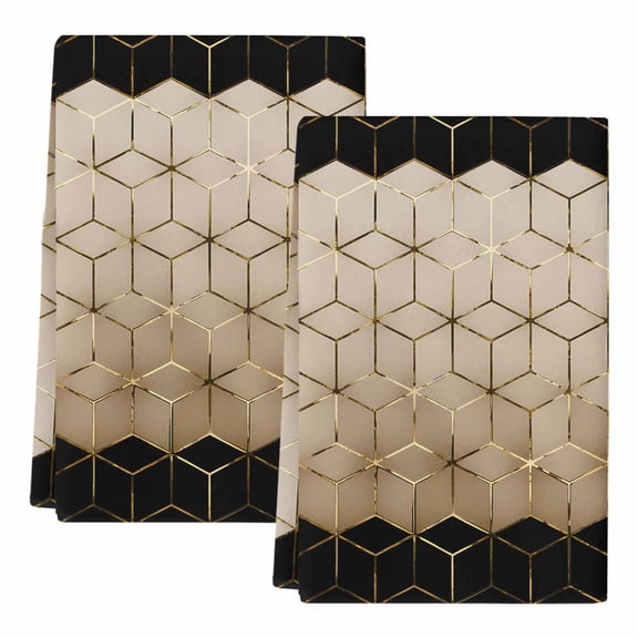 Dish Towels, Brown Geometric Absorbent Kitchen Towels 2 PCS, Ombre Abstract Art Microfiber Hand Towels Dish Cloths Tea Towels for Home Bathroom Cleaning Drying,18X28-Inch,