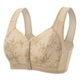 thumbnail image 2 of CLOISE Bras for Older Women Front Closure Plus Size Front Closure Full Coverage No Underwire Bras for Seniors Wireless Front Close Push up Bras with Back Support Lace Everyday Bras Khaki XL, 2 of 3