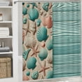 thumbnail image 6 of Orinice Sea Shells Starfish Wooden Planks Bathroom Decor Set - Colorful Luxurious Graphic Print Polyester Fabric Shower Curtain with Hooks 60x72, 6 of 7