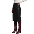 thumbnail image 4 of INSPIRE CHIC Women's Faux Leather Midi Skirt High Waist Belted Pocket Slim Fitted Knee Length Small Black, 4 of 5