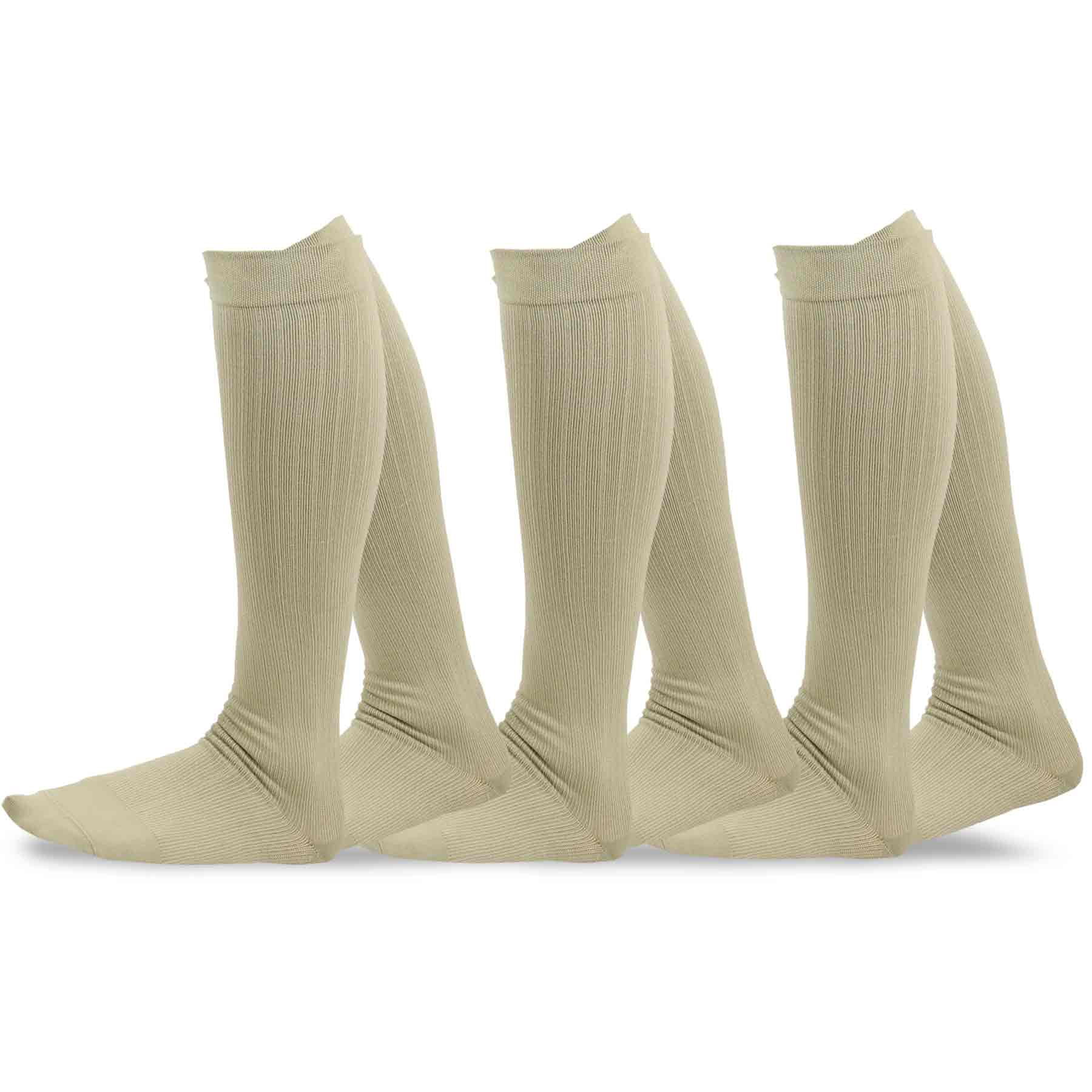 TeeHee Microfiber Compression Knee High Socks with Rib 3-Pack (Small (8 ...