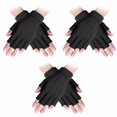 thumbnail image 1 of Guardurnaity 3 pares de guantes de invierno artesanales exquisitos guantes de medio dedo duraderos y no tóxicos para mujer guantes y mitones Negro*3, 1 of 6