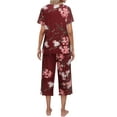 thumbnail image 2 of Avidlove Women's Capri Pajama Sets Short Sleeve Two-Piece Pjs V Neck Tops & Pants Printed Lounge Sets S-2XL, 2 of 4