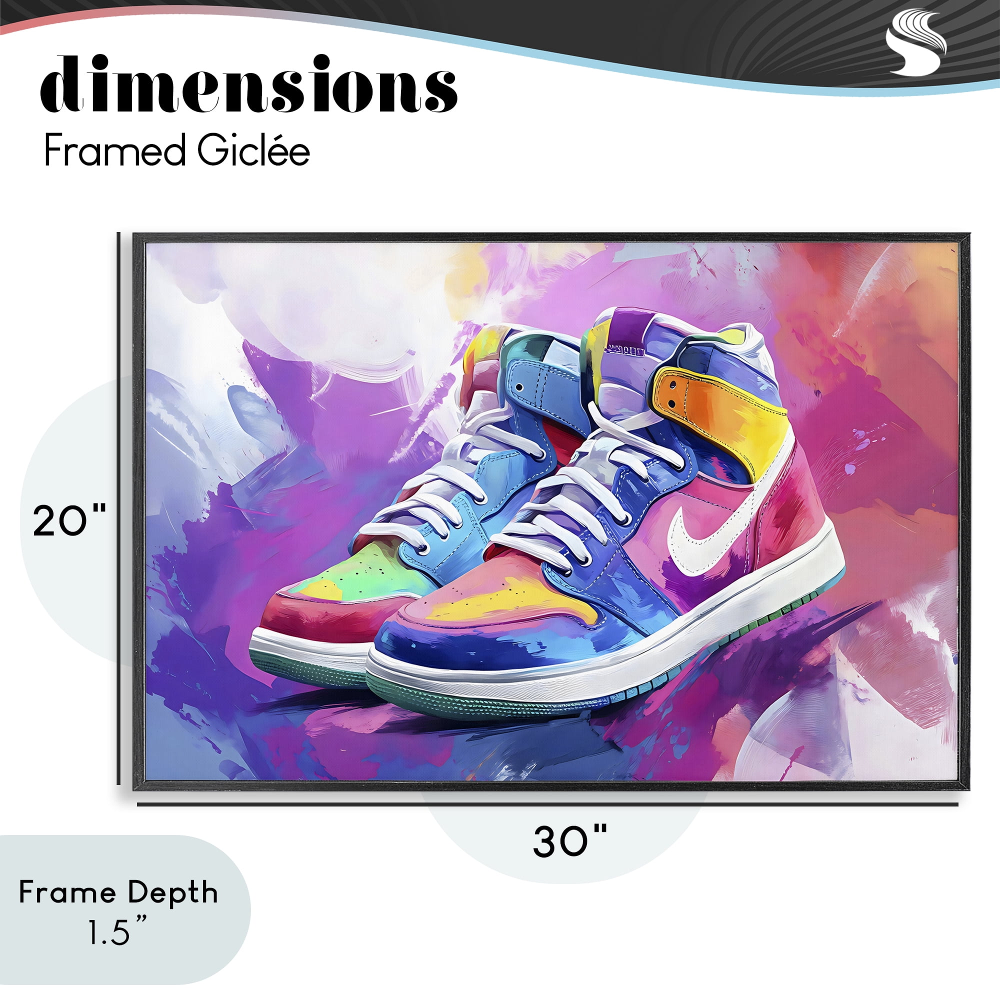 Stupell Industries Stylish Vintage Sneakers Black Framed Giclee Art, design by Creative Studio