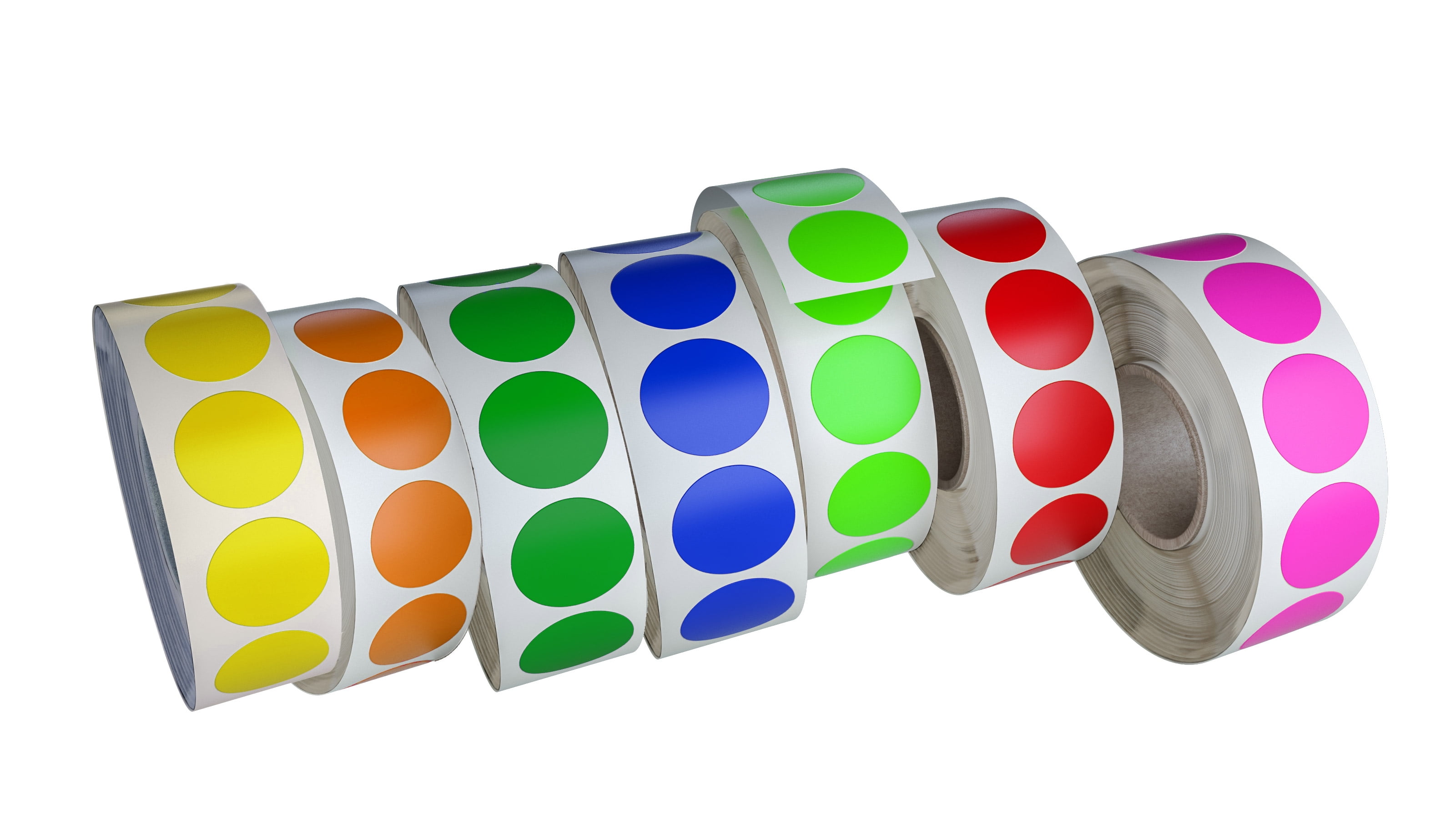 Label roll Sticker in 7 Assorted Colors 3/4" Diameter Color Stickers
