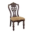 thumbnail image 3 of Traditional Dark Cherry Finish 2pc Chairs Set Gold Tipping Fabric Upholstered Formal Dining Room Furniture, 3 of 5