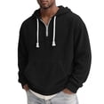 thumbnail image 5 of SYwaren Hoodie Men's Quarter Zip Corduroy Pullover Sweatshirt Solid Color Kangaroo Pocket Textured Casual, 5 of 8