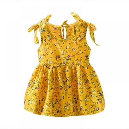 

Alvage Summer Casual Baby Dress Girls Floral Pattern Strap Dress Cotton Kids Toddler Sleeveless Sundress