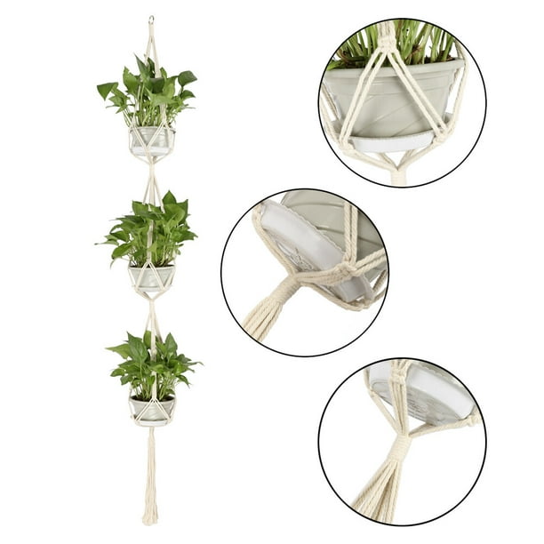 Soporte para macetas, macetero colgante de cuerda de cáñamo, colgador de plantas, aspecto llamativo