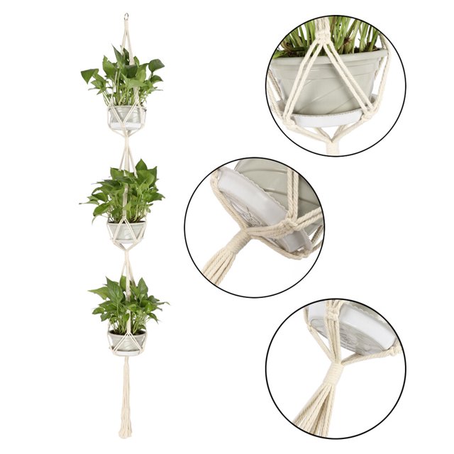 Soporte para macetas, macetero colgante de cuerda de cáñamo, colgador de plantas, aspecto llamativo