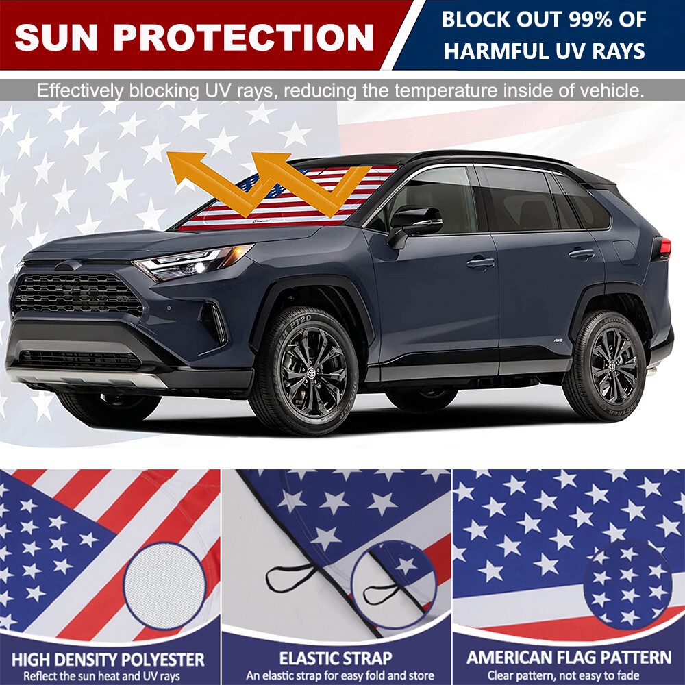 ASTRAEA Foldable Car Window Sunshade with American Flag photo 4