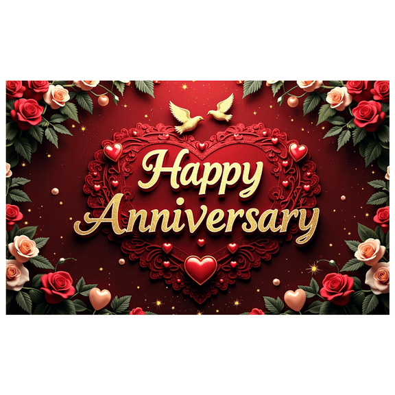 Happy Anniversary Celebration Love Backdrop Banner Floral Heart Background Party Decor Romantic Photo Prop Event Decor Indoor Outdoor