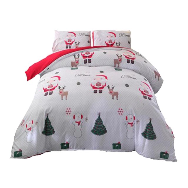 Juego de sábanas suaves impresas navideñas en 3D, juego de sábanas navideñas en 3D, juego de funda nórdica, ropa de cama de dibujos animados para niño Tamaño reina Baoblaze Funda nórdica ropa de cama