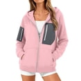thumbnail image 2 of Women's Oversized Zip Up Hoodies Fashion Block Zipper Pocket Hoodie Solid Color Long Sleeve Casual Hoodie, 2 of 9