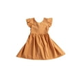 thumbnail image 4 of Faithtur Girl?s Pleated Fly Sleeve Solid Color Bow Backless A-line Dress, 4 of 10
