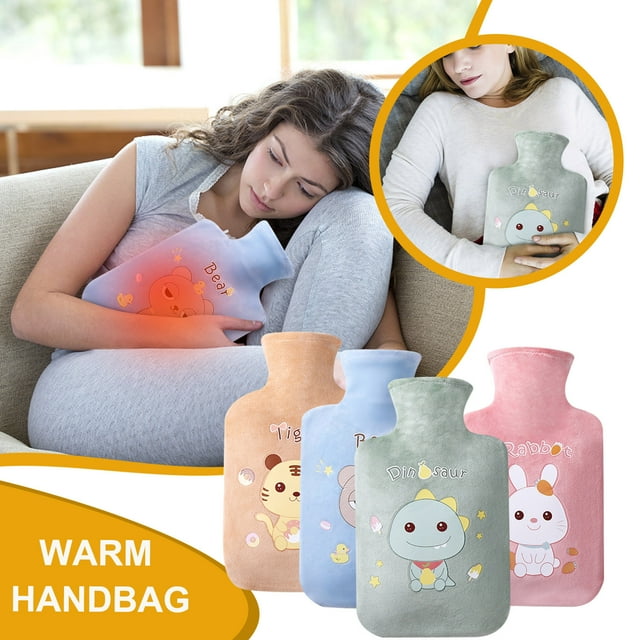 Xihbxyly Bolsa de Agua Caliente de Invierno, Funda de Franela Suave, Capacidad de 500 Ml, Antigoteo, Alivia Cólicos Menstruales y Dolores Musculares, Terapia de Frío y Calor, Alivio Del Estrés, Tamañ