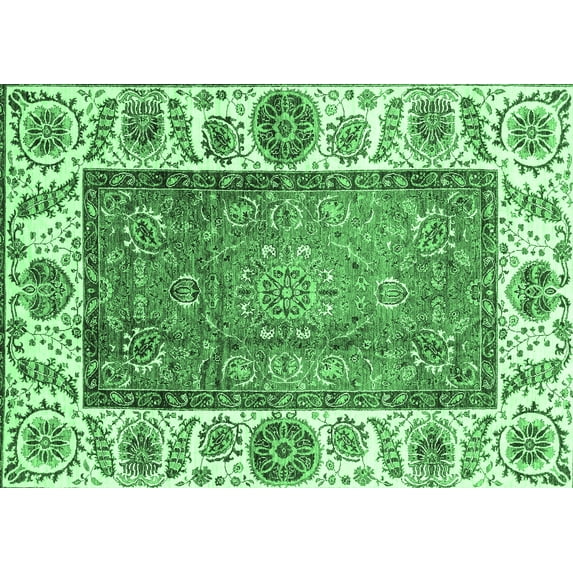 Ahgly Company Indoor Rectangle Oriental Emerald Green Traditional Area Rugs, 5' x 7'