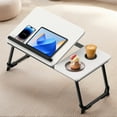 thumbnail image 2 of SOONTRANS Laptop Bed Tray Table, Adjustable Foldable Lap Desk for Bed and Sofa, Laptop Desk with 5 Tilt Angles Notebook Stand Stand for Eating Breakfast, Reading Book,Warm White, 2 of 9