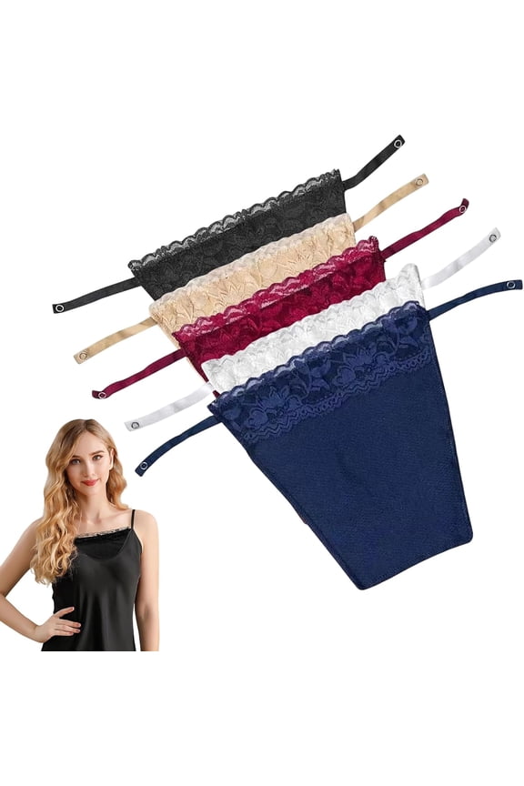 5 Pcs Lady Lace Clip-On Mock Camisole Bra, Anti Peep Invisible Bra Vest for Women, Modesty Panel for Low Cut Tops Suitable for Low Cut Tops(Multicolour)