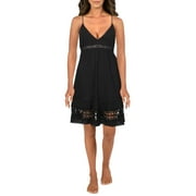 Nanette Lepore Womens Stella Cotton Crochet Trim Dress Swim Cover-Up Black XS