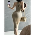 thumbnail image 4 of Women's European Style Cross-back Halter Form-fitting Dress Sexy Hollow Out Bodycon Dress 2025 Summer Female Knit Dress, 4 of 8