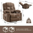 thumbnail image 6 of Power Recliner Chair for Adults, UHOMEPRO Swivel Recliner Chair with Massage and Heat, Manual Nursery Rocker Chair Sofa with USB Port, Modern Living Room Lounge Chair with Side Pockets, Brown, 6 of 12