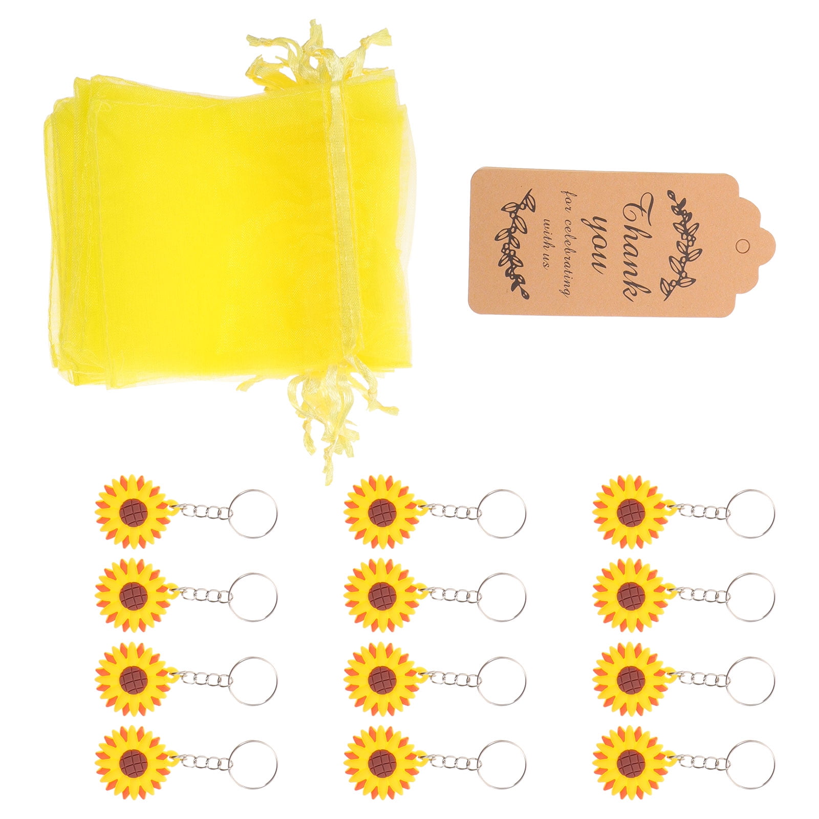 60 Sets Sunflower Keychain Key Rings Keychain Giuft Bags Wedding Favors Bats Sunflower Theme Party Favors Bag Charm Miss