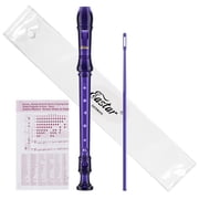 Eastar ERS-1GG German Fingering Soprano Recorder, Key of C 3-Piece 8-Hole Transparent Resin Recorder for Kids Beginners & Students, School Music Class, with Fingering Chart & Cleaning Rod (Purple)