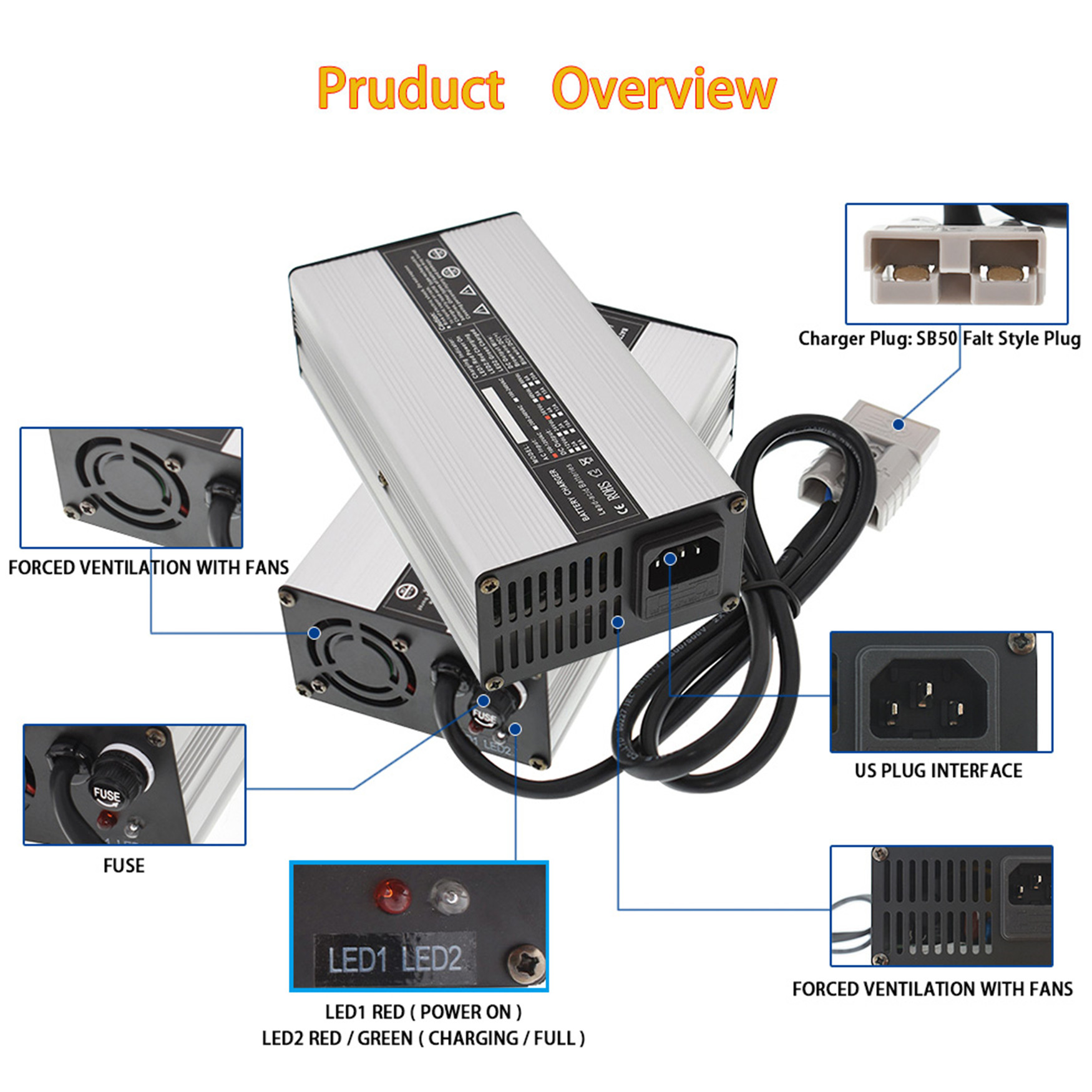 LABLT 36V 36 Volt Golf Cart Battery Charger for EZ-GO EZGO MARATHON 83-94 SB50 Yamaha