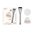 thumbnail image 1 of White Pineapple Powder Puff Set, Dual-Use Wet/Dry Air Cushion Sponge & Foundation Brush for Flawless Makeup Application - Ultra Soft, 1 of 8