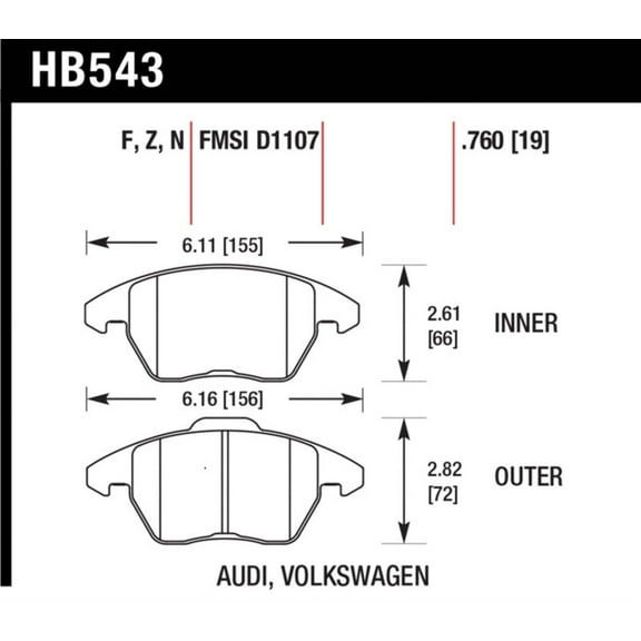 Hawk 2006-2009 Audi A3 TFSIi Quattro 2.0 HPS 5.0 Front Brake Pads