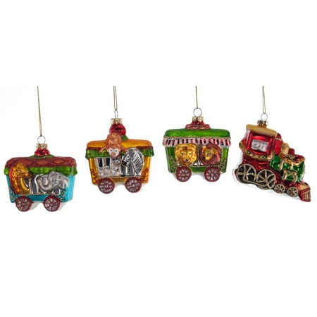 choo choo train christmas holiday glass ornaments set of 4 walmart com