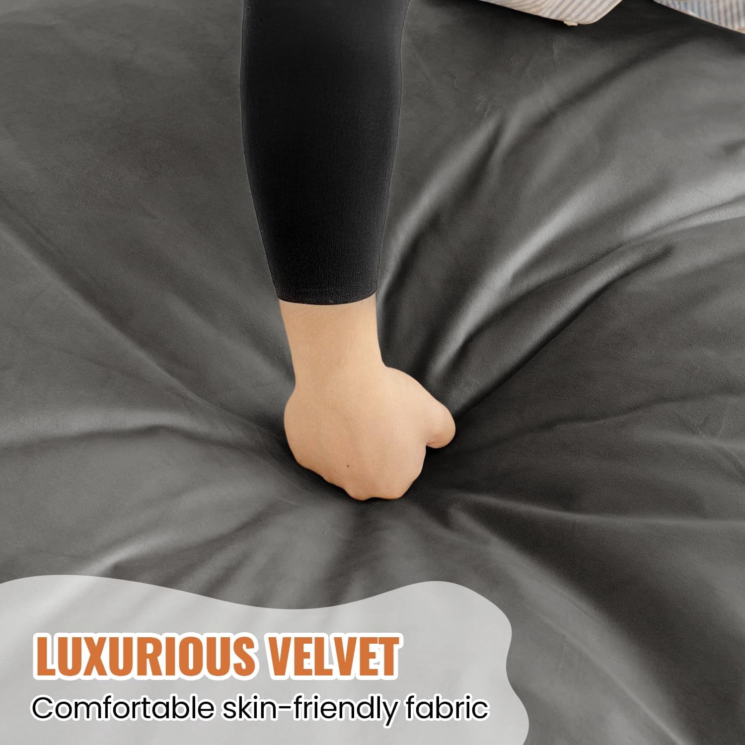 Baxluxe 4FT Bean Bag Chair: Bean Bag with Velvet Cover, Fluffy and Comfy Bean Bag Chairs for Adults and Kids, Bean Bag Sofa Filled with High-Density Sponge for Gaming (Grey)