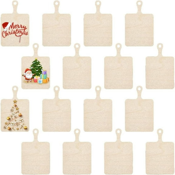 16pcs Boxwood Cutting Board with Handle Wooden Chopping Board for Home Kitchen Decor Rectangle BurlyWood 300x157x2.8mm Hole: 10mm
