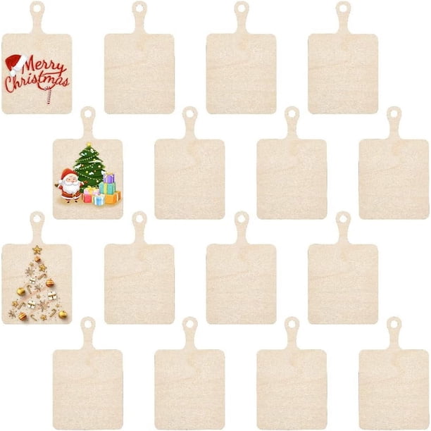 Tabla de cortar de madera artesanal de 16 piezas con asa, mini tabla de cortar rectangular de madera sin tratar, bandeja para servir queso
