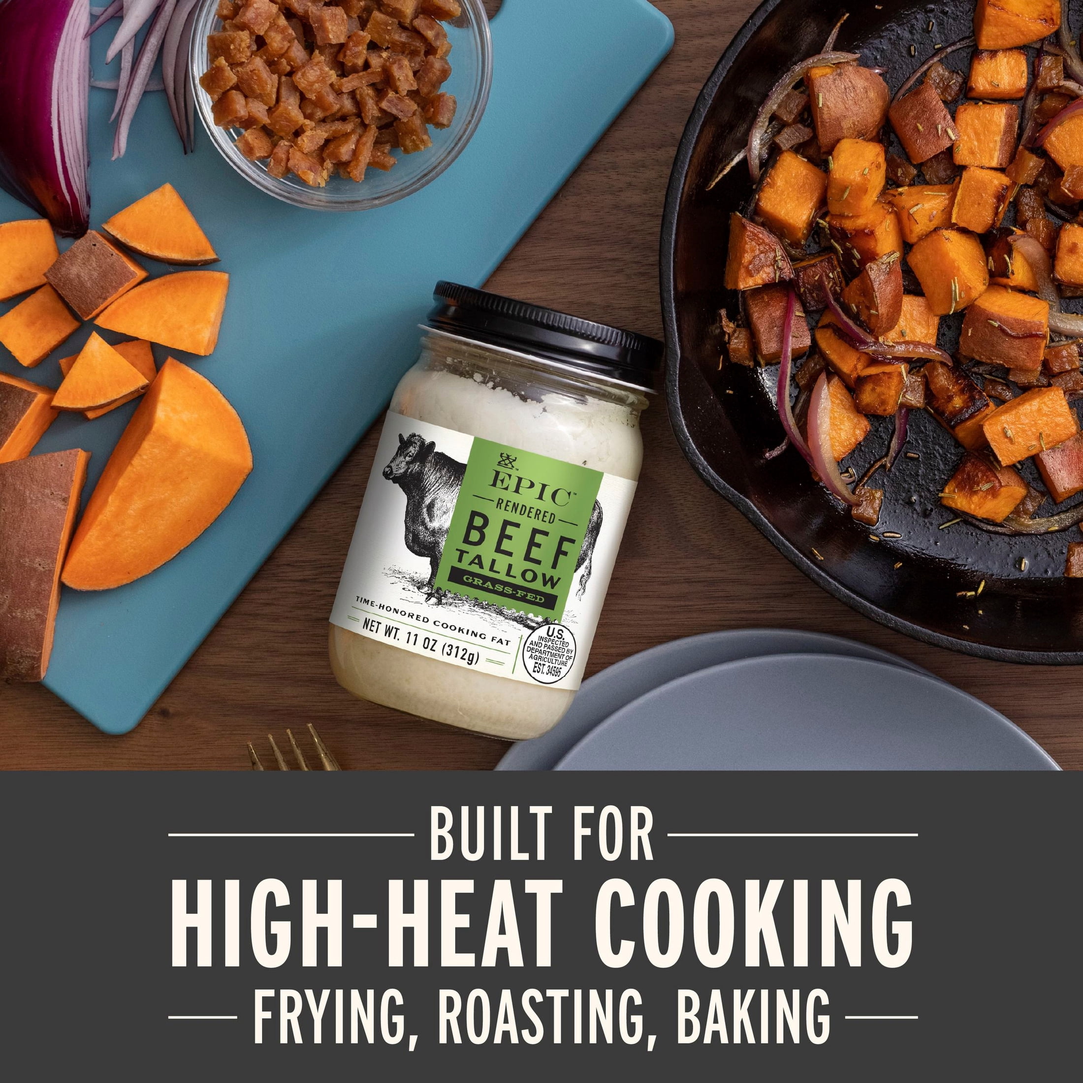 EPIC Provisions Beef Tallow, Grass-Fed, Keto Friendly, Whole30