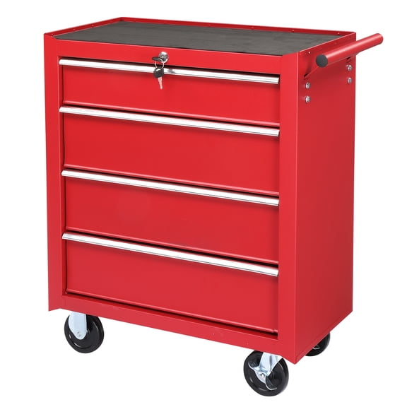 UBesGoo 4-Drawers Tool Chest Cabinet Tool Storage Cabinet for Warehouse and Repair Shop, Red