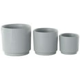 thumbnail image 6 of DecMode 7", 6", 4"H Gray Ceramic Planter with Layered Square Shaped Grooves (3 Count), 6 of 9