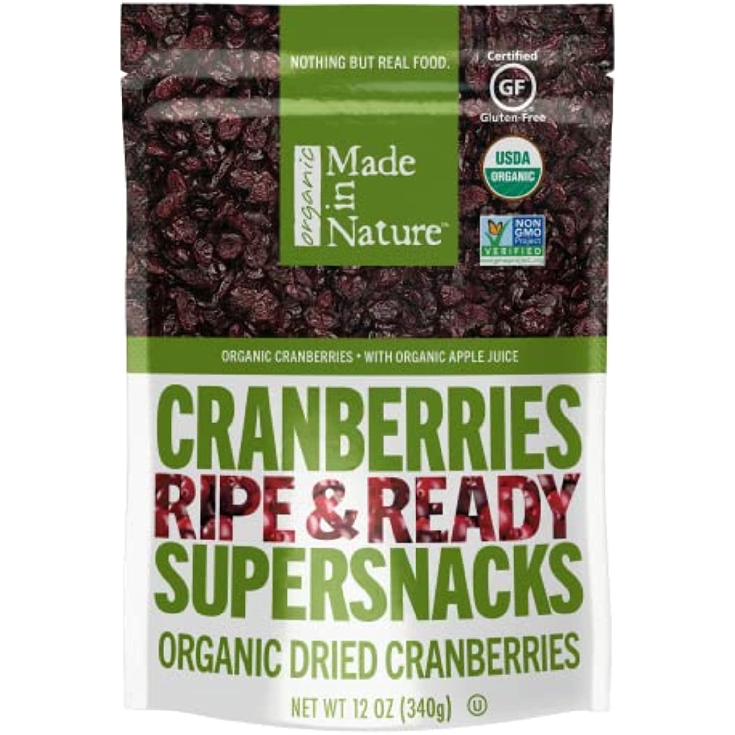 Made In Nature Organic Dried Cranberries Sweetened With Apple Juice