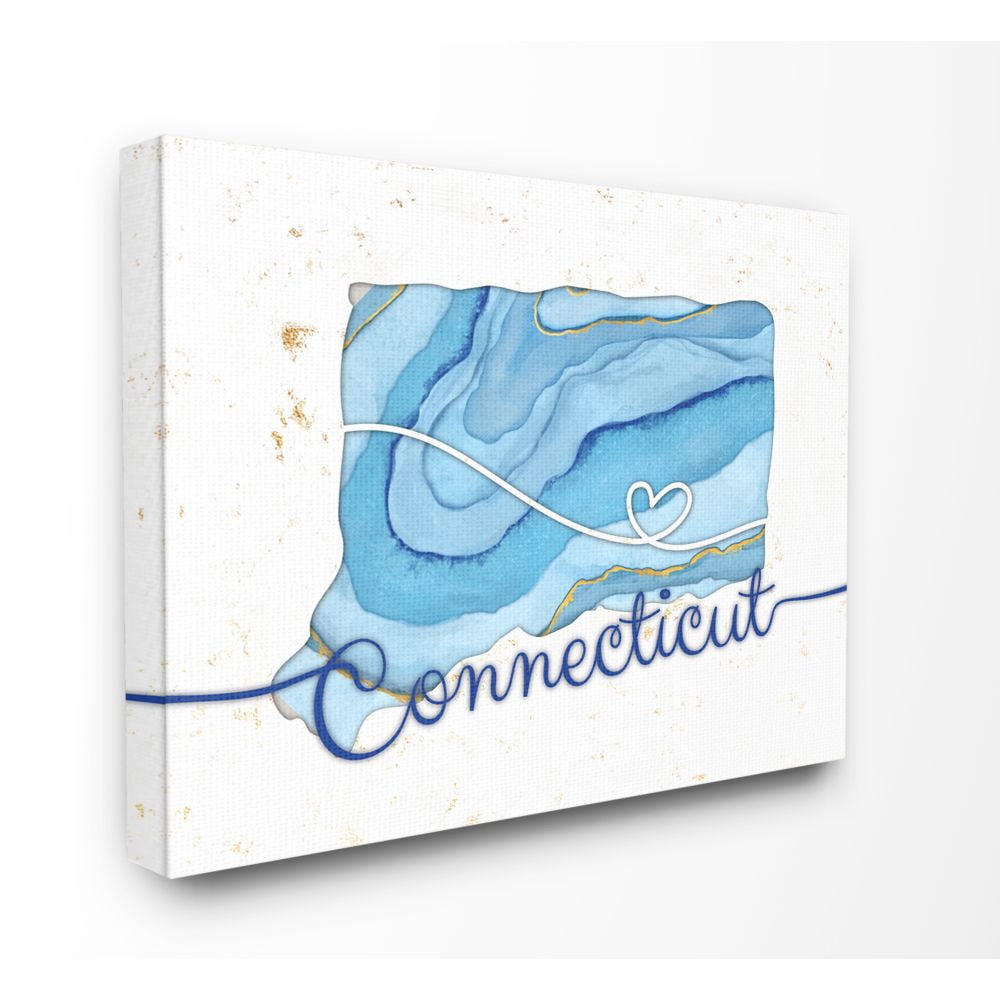 Stupell Industries Connecticut Agate Blue US State Design Canvas Wall Art by Ziwei Li
