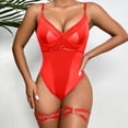 thumbnail image 2 of adviicd Body Stockings Lingerie Women's Teddy Lingerie Lace Bodysuits One Piece Boudoir Outfits Red M, 2 of 5
